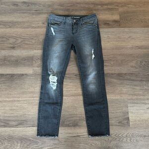 Articles of Society Distressed‎ Black Wash Skinny Jeans Raw Hem Denim